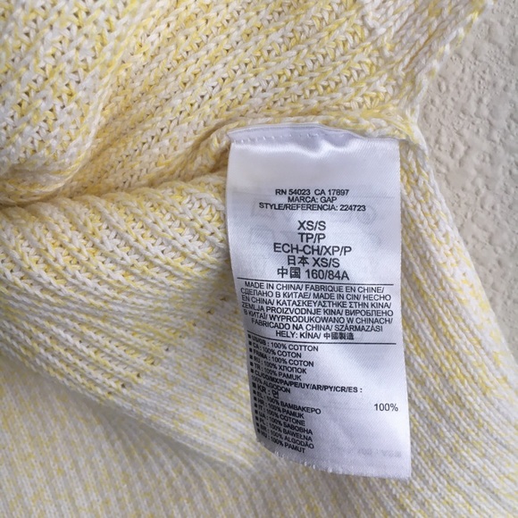 GAP Sweater Short Sleeve Yellow Cotton Oversized - Picture 6 of 8